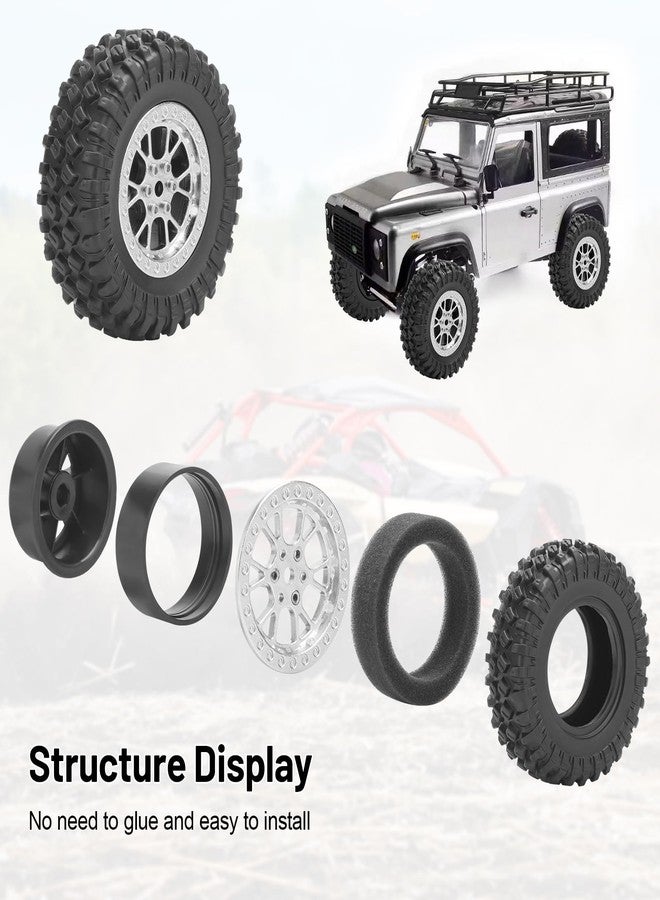 daitoku 1/12 RC Car Tires and Wheels, daitoku RC Car Rubber Tires for WPL B14 B24 C14 C24 MN D90 D91 D96 D99 (Silver) - Image 4